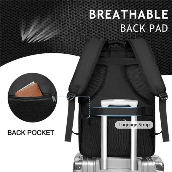 Travel Backpack, 40L Carry on Hand Luggage, Water Resistant Anti-Theft, Black